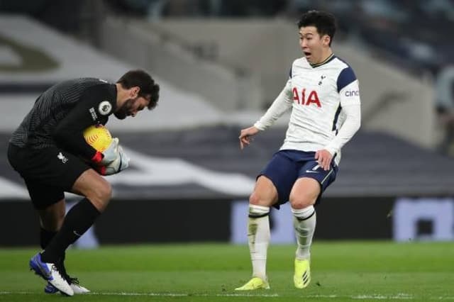 Tottenham x Liverpool - Alisson e Heung-min Son