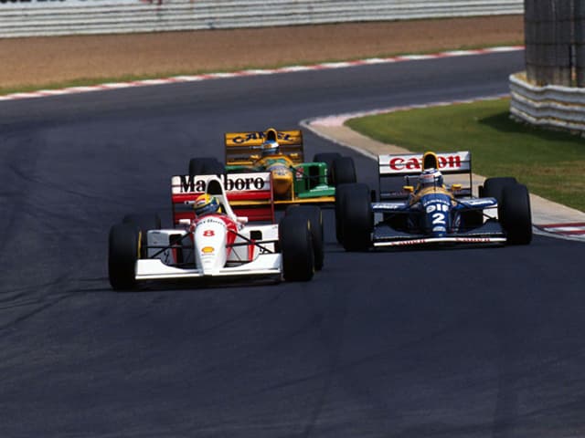 Senna, Prost e Schumacher em Kyalami 93 (Foto: Divulgação)