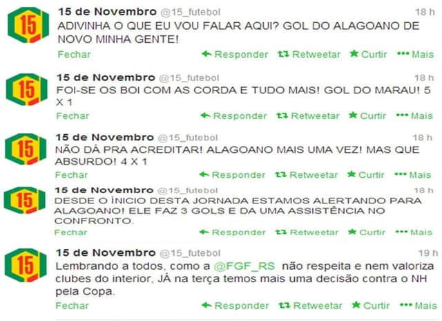 Print 15 de Novembro (Foto: Twitter)