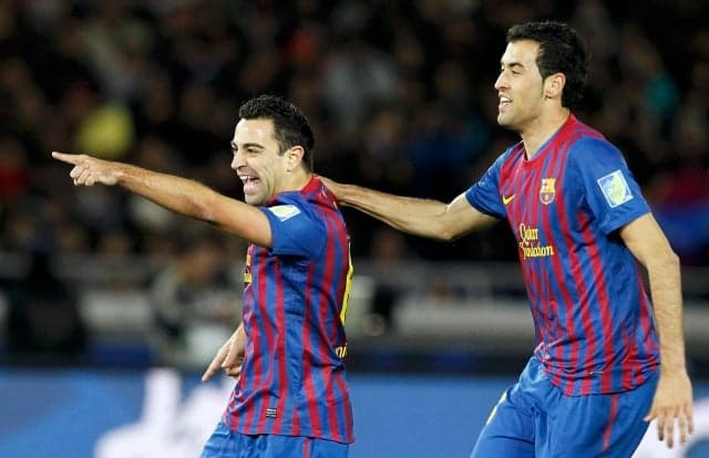 Santos x Barcelona - Comemoração Xavi (Foto: Toru Hanai/Reuters)