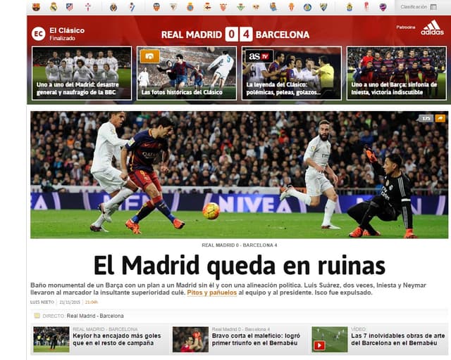 Rola lá fora - Real Madrid x Barcelona (Foto: Reprodução)