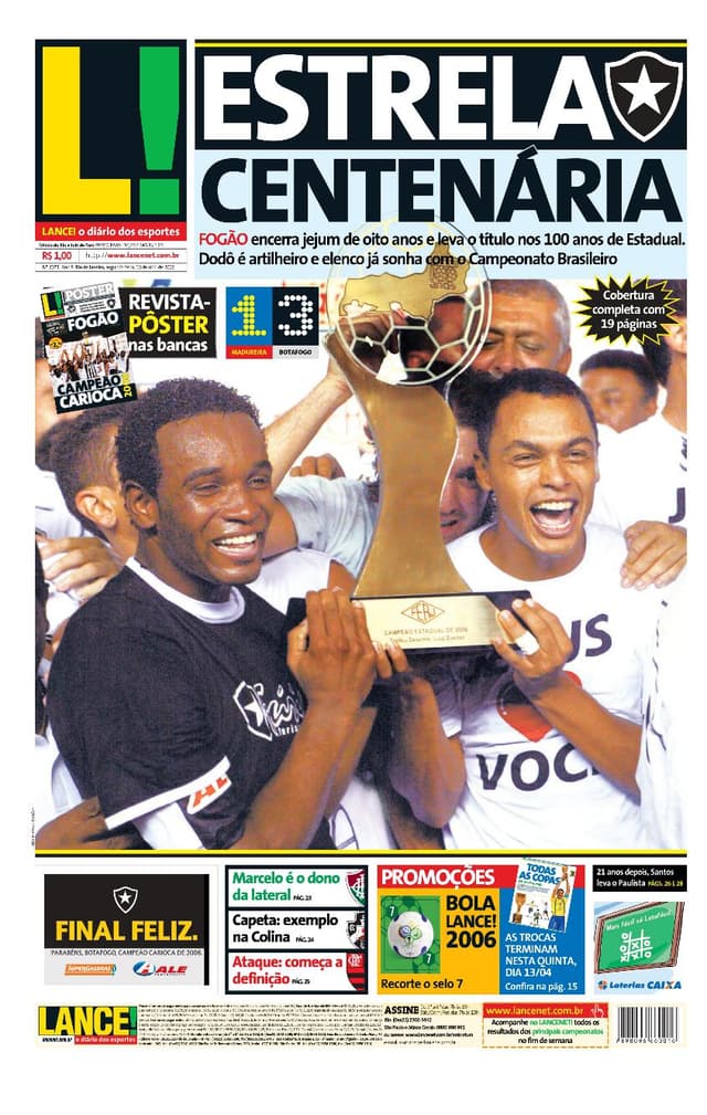 Relembre o desempenho do Botafogo nos últimos dez anos. Em 2006, Fogão foi campeão carioca e levou a Taça Guanabara