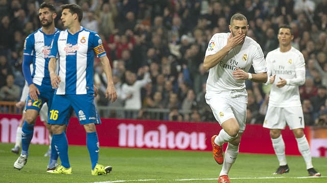 HOME - Real Madrid x Espanyol - Campeonato Espanhol - Benzema e Cristiano Ronaldo (Foto: Curto de la Torre/AFP)