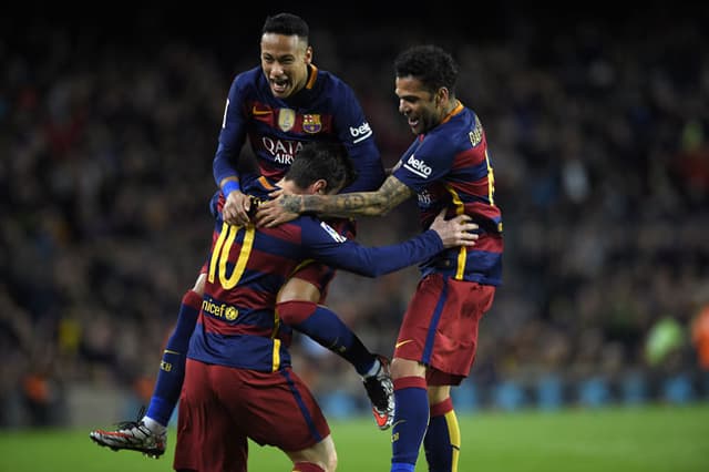 Messi, Neymar e Daniel Alves - Barcelona x Celta