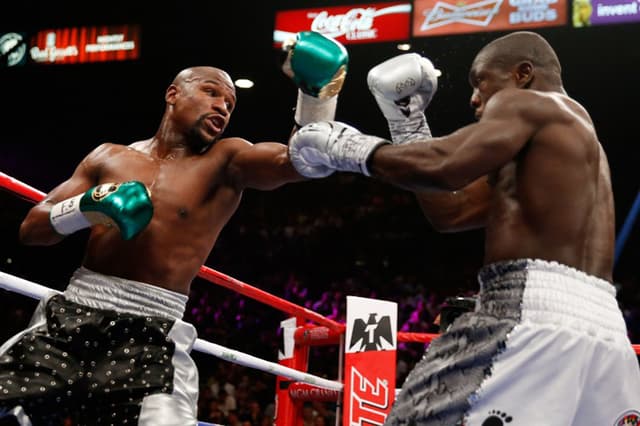 Mayweather em sua última luta na carreira, contra Andre Berto, onde faturou sua 49ª vitória