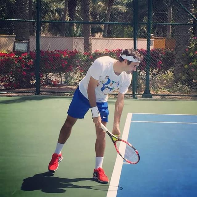 Roger Federer treinando nos Estados Unidos.