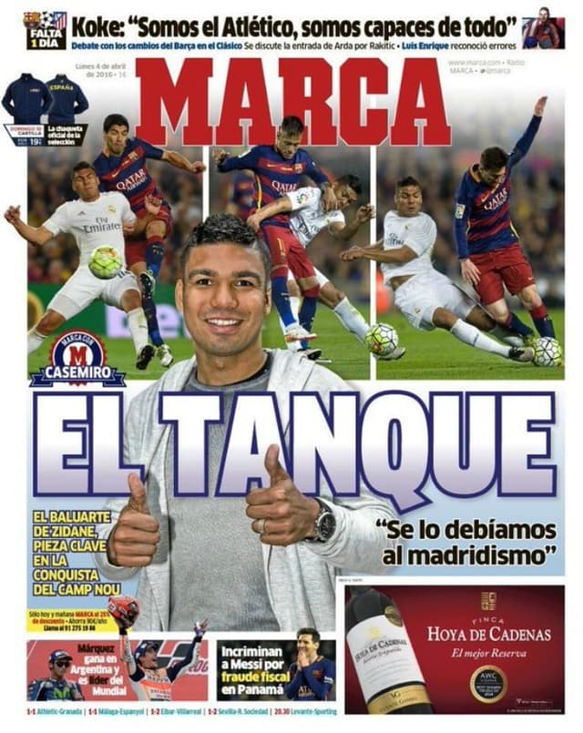 Casemiro: jornal "Marca"