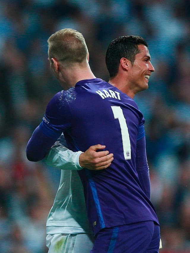 Cristiano Ronaldo e Hart - Real Madrid x Manchester City