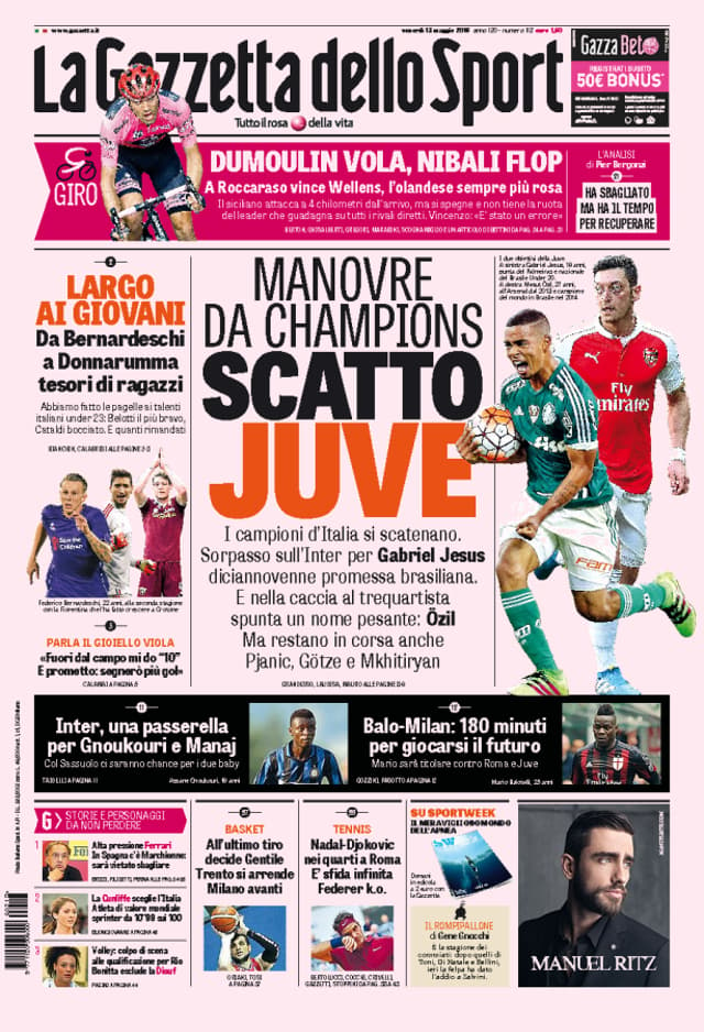 Capa da Gazzetta dello Sport desta sexta-feira