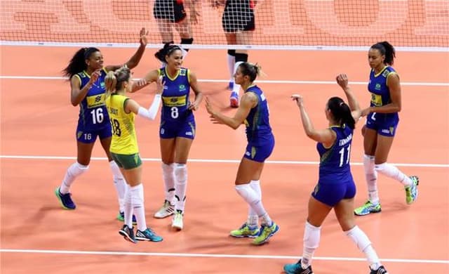 Vibração brasileira na vitória sobre a Bélgica no Grand Prix (Foto: Divulgação/FIVB)