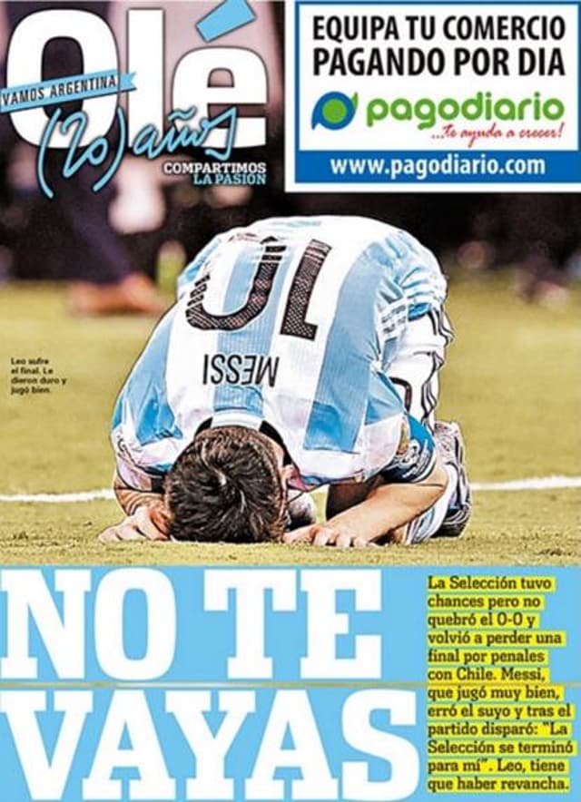 Capa do diário Olé