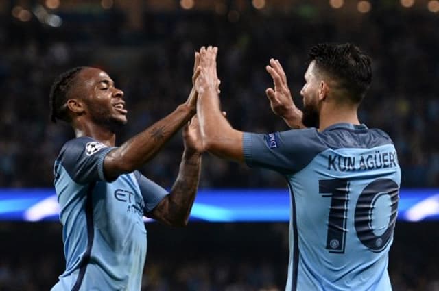 Agüero e Sterling - Manchester City x Borussia Mönchengladbach