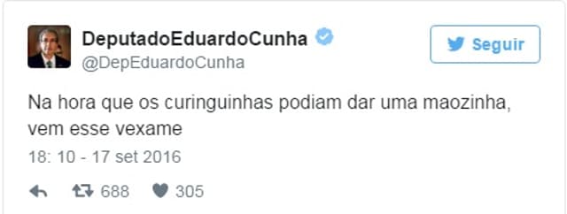 Cunha 'reclama' da derrota do Corinthians no Twitter