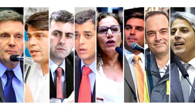 Marcelo Crivella, Pedro Paulo, Marcelo Freixo, Indio da Costa, Jandira Feghali, Flavio Bolsonaro, Carlos Osorio e Alessandro Molon