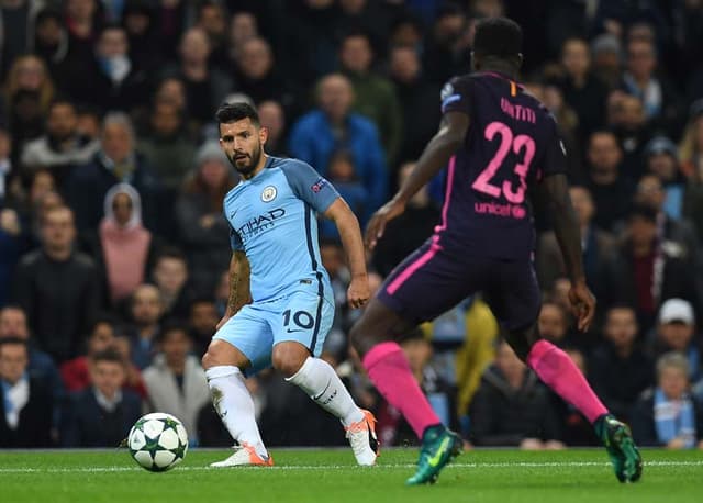 Aguero e Umtiti - Manchester City x Barça