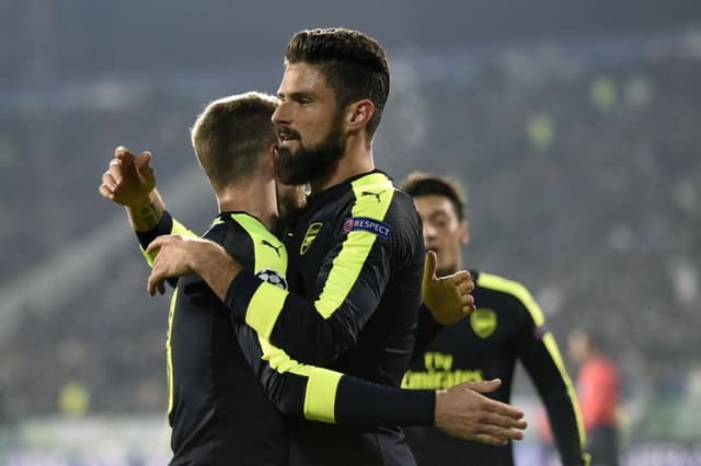 Giroud marcou um dos gols do Arsenal sobre o Ludogorets&nbsp;