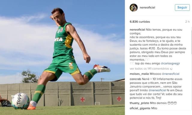 Postagem original de Nenê no Instagram que rendeu crítica