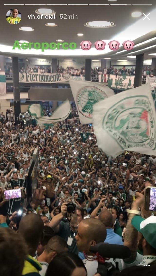 Jogadores do Palmeiras gravam festa da torcida