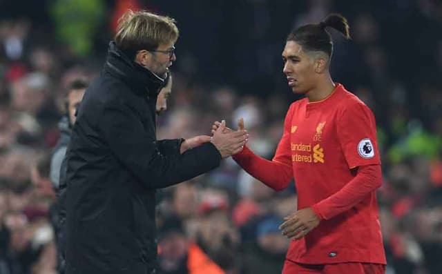 Firmino e Klopp - Liverpool x Sunderland