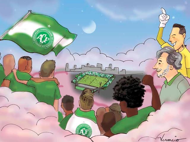 Ilustração em homenagem à Chapecoense. Veja em galeria o elenco da Chape para este começo de ano