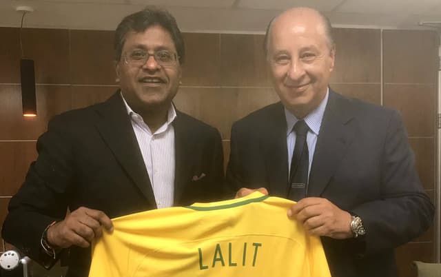 Lalit Modi com Del Nero na CBF (Foto: Reprodução)