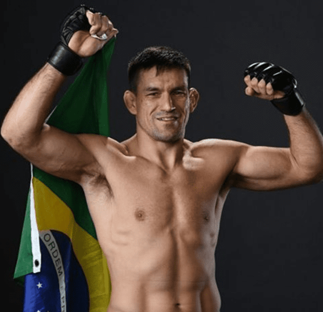 Demian Maia comemora vitória com bandeira do Brasil