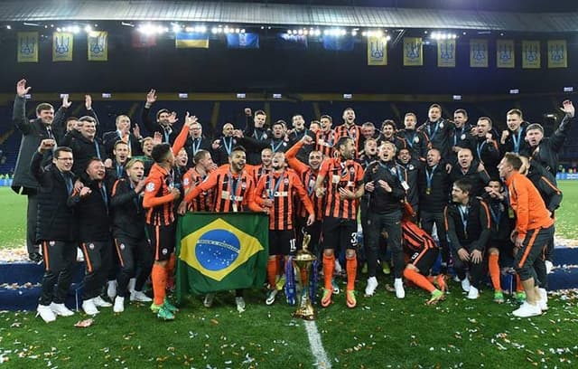 Comemoração do Shakhtar na conquista da Copa da Ucrânia