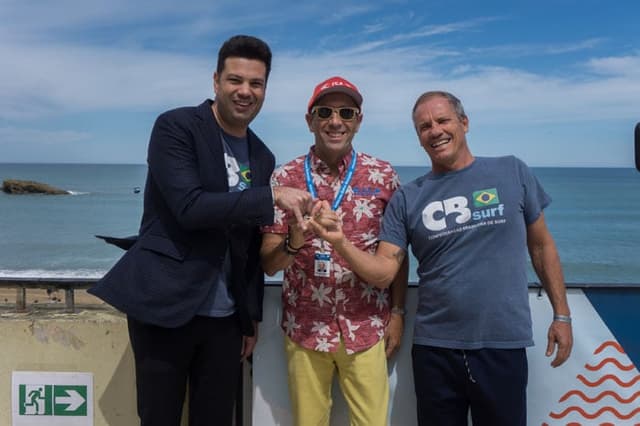 Leonardo Picciani, Adalvo Argolo e Fernando Aguerre - ISA World Surfing Games