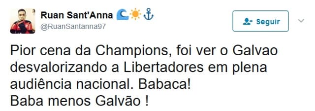 Internautas não perdoaram crítica de Galvão Bueno à Libertadores e cornetaram o narrador