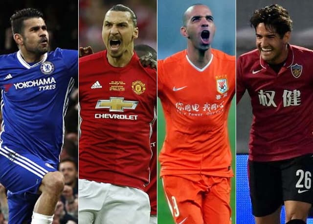 Diego Costa, Ibrahimovic, Diego Tardelli, Alexandre Pato... São muitos os nomes de peso livres no mercado ou jogando fora do futebol europeu. Mas qual é o nível de dificuldade para contratar um deles? Quanto é o salário de uma fera desse nível? Confira tudo isso navegando na galeria...