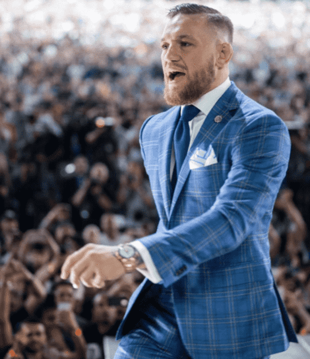 Conor McGregor durante coletiva de imprensa de turnê mundial de "May-Mac"