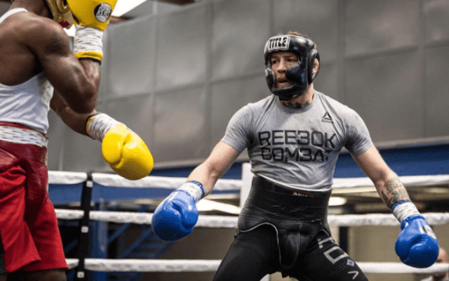 Conor McGregor treina boxe antes de superluta com Floyd Mayweather