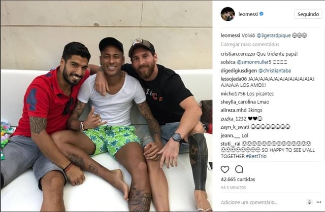 Messi, Neymar e Suárez - Instagram