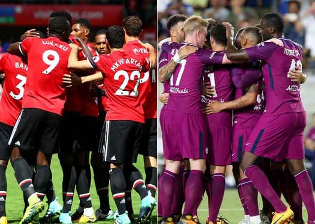 Montagem - Manchester United e Manchester City