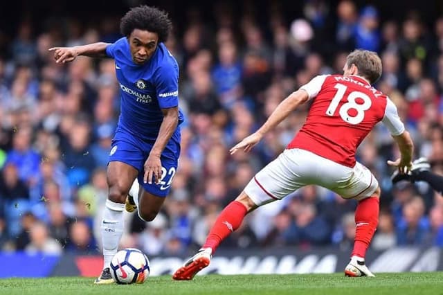 O meia Willian também foi titular do Chelsea contra o Arsenal, mas teve atuação discreta no sonolento clássico de Londres