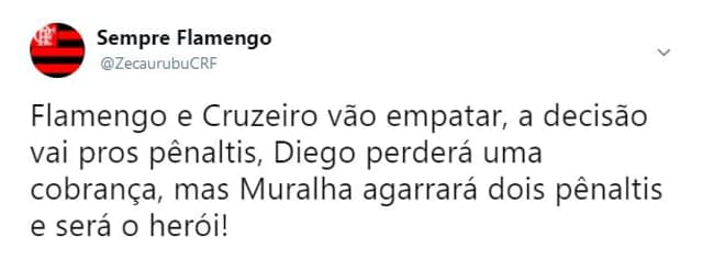 Prints de internautas que acreditavam na volta por cima de Muralha na final contra o Cruzeiro