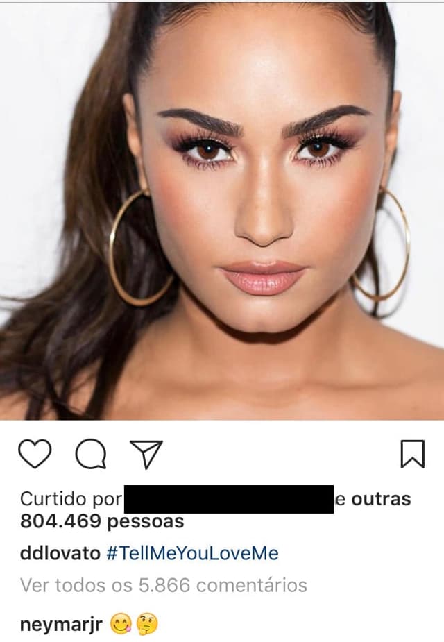 Esse foi o comentário de Neymar na foto de Demi Lovato, neste domingo…