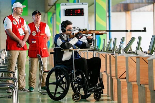 O brasileiro Alexandre Galgani em ação na prova dos 50m categoria SH2 R9, na última Copa Sul-Americana