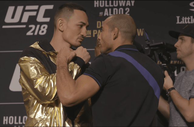 Max Holloway e José Aldo se encaram antes do UFC 218