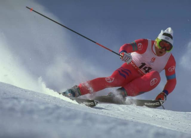 Marc Girandelli, de Luxemburgo, na prova do slalom gigante masculino dos Jogos de Albertville-1992