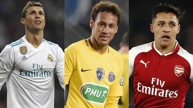 Cristiano Ronaldo, Neymar e Alexis Sanchez