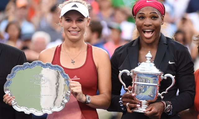 Caroline Wozniacki (vice) e Serena Williams (campeã) do US Open 2014