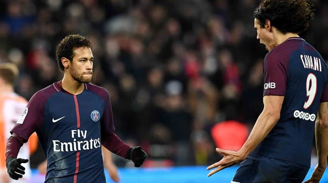 Neymar comemorando no jogo PSG x Montpellier