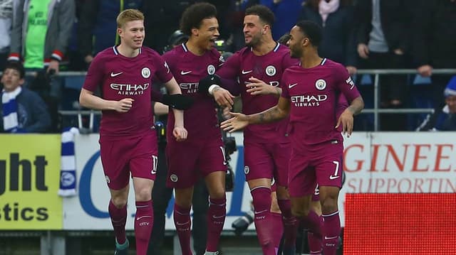 Sané, do Manchester City, durante o jogo contra o Cardiff