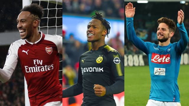 Mertens (Napoli), Batshuayi (Borussia) e Aubameyang (Arsenal)