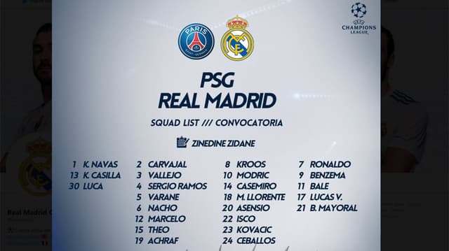 Convocados para o jogo contra o PSG