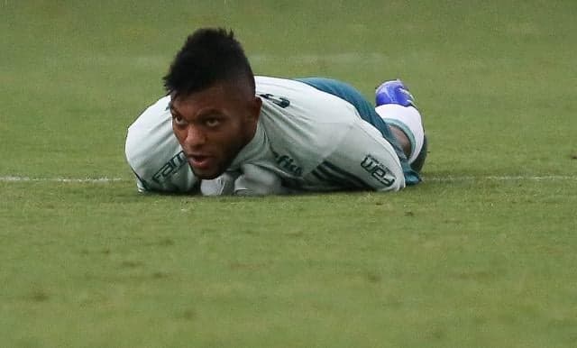 Borja no treino desta sexta no Palmeiras