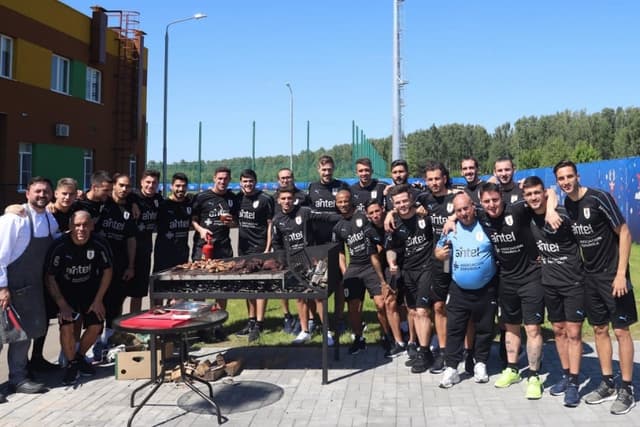 O Uruguai fez um 'asado', tradicional churrasco uruguaio, para seus jogadores