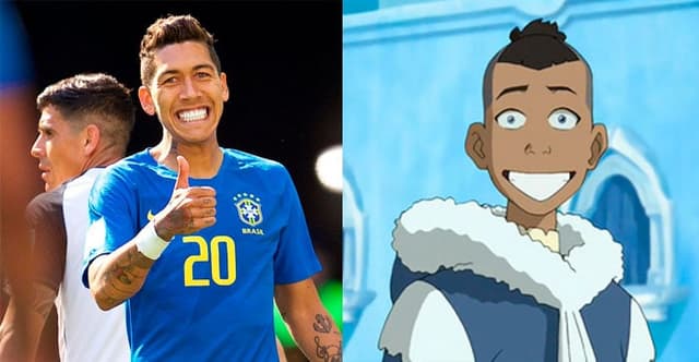 Roberto Firmino e Sokka, personagem de Avatar