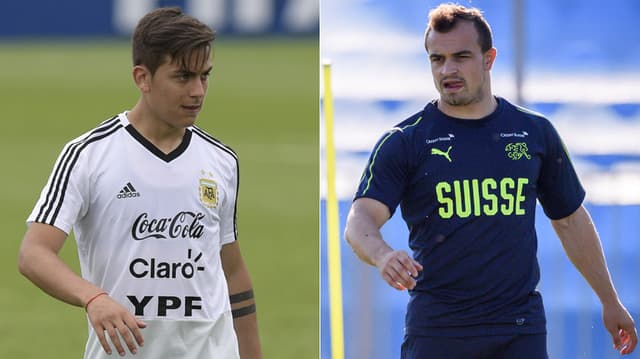 Montagem com o Dybala e o Shaqiri